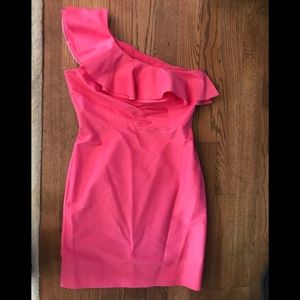 J Crew Pink One Shoulder Silk Dress